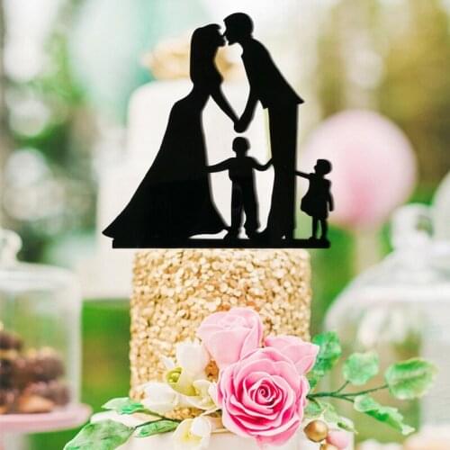 100pcs/lot Creative Family of FOUR design wedding cake inserted card Wedding Cake Topper Party Cake Decorations