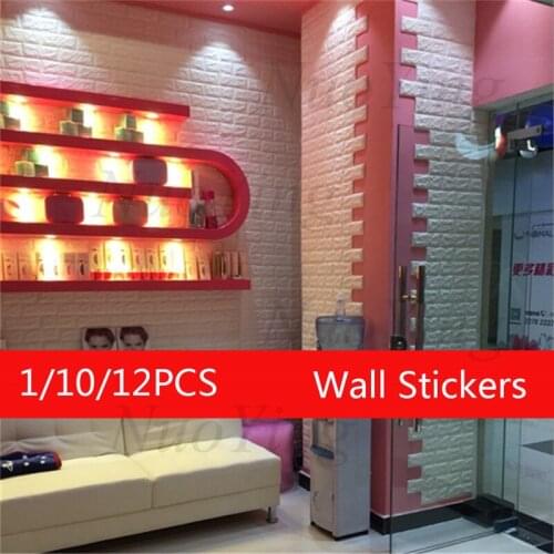 70*70 Vintage 3D Brick Stripes Wall Panel Stickers Waterproof Foam Border Decals Living Room Bedroom Home Decor Wood Wallpapers