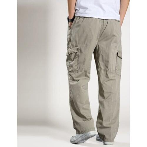 Mens Casual Pants Multiple Pocket Elasticity Military Urban Commuter Overallsl Trousers Men Fat Straight Trousers