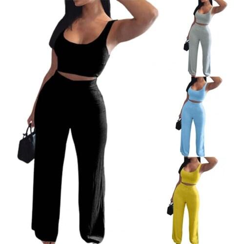New Ladies Pants Slim Sexy Sling Navel Exposed Tube Top Flared Legs Pants Set for Daily Life