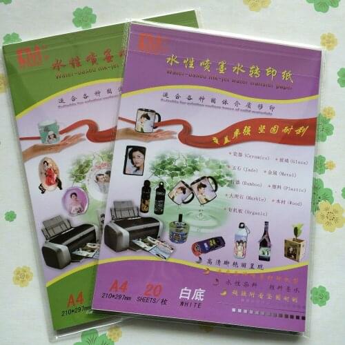 Nice color bright design A4 size (10 clear +10 white) A4 inkjet water decal slide paper