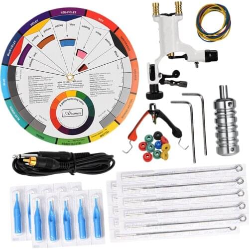 Tattoo Paint Color Wheel Board w/Lining Hook Line Shading Tattoo Machine Kit
