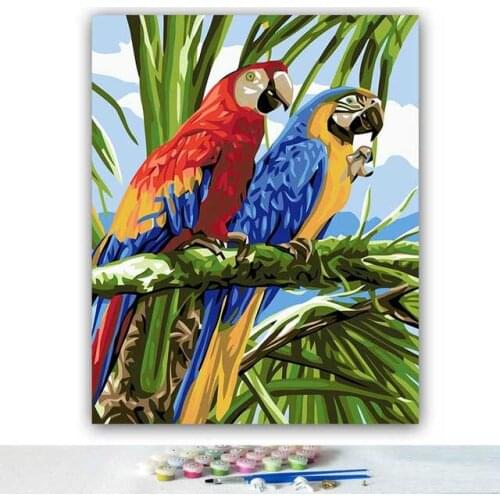 DIY colorings pictures by numbers with colors parrot Elephant Brown bear picture drawing painting by numbers framed Home