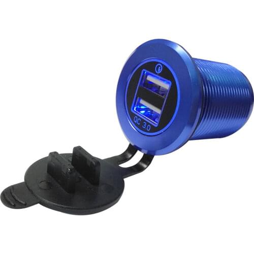 DIY QC 3.0 Car Charger Quick Charge 3.0 Adapter Dual USB Port 35W for Mobile Device 7075 Aviation Aluminum Shell Blue Light