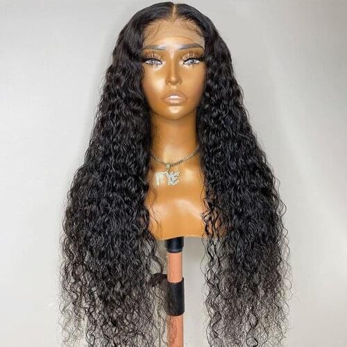 Water Wave Synthetic Lace Front Wigs for Women Half Hand Tied Daily Synthetic Wigs With Baby Hair Loose Curly Lace Front Wigs