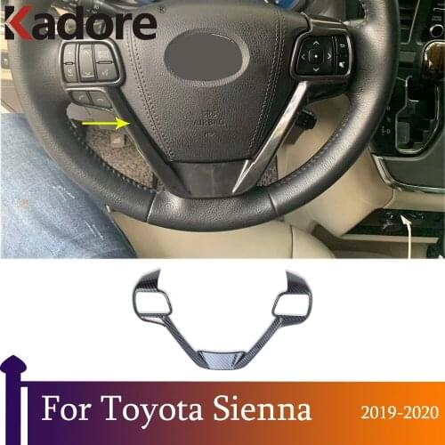 For Toyota Sienna 2019 2020 Carbon Fiber Car Steering Wheel Protective Cover Trim Sticker Auto Interior Accessories Styling