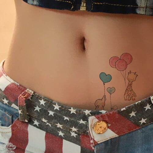 Flash 3D Balloon Giraffe Elephant Temporary Tattoos Stickers Waist Wrist Cartoon Kids Tattoo Women Animals Custom DIY Arm Tatoos