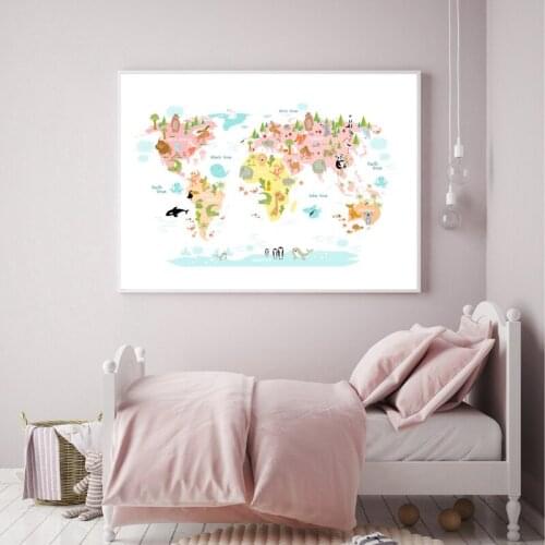 Nordic Style Canvas Modern Hd Printed Zoo Map Poster Home Decoration Painting Wall Art Simple Pictures For Living Room Modular