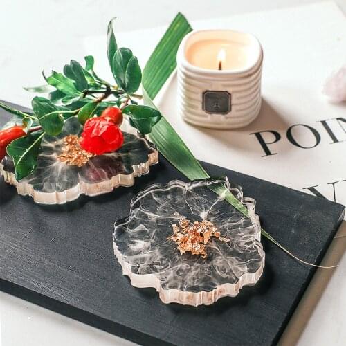 Creative Gold Foil Epoxy Resin Coaster Table Decorative Coaster Coffee Tea Cup Mat Pad Centerpiece For Home Office