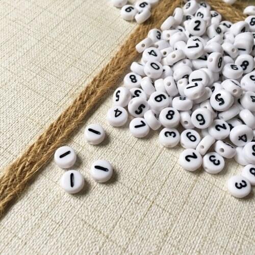 Mini Order 500pcs 4*7MM Flat Coin Round Acrylic Letter Beads Single Initial I No.1 Printing Alphabet Plastic Spacer Beads