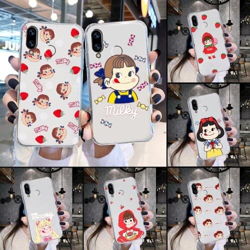Cartoon Fujiya Peko Milky Girl Phone Case For Huawei Honor 6 7 8 9 10 10i 20 A C X Lite Pro Play transparent silicone bumper 3D