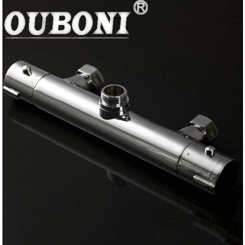 OUBONI Wall Mounted Thermostatic Mixer Taps Chrome Brass torneira Bathtub Sink Basin Faucet Exposed Shower Faucet