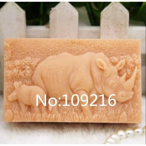 Wholesale!!!1pcs Rhinoceros (zx178) Food Grade Silicone Handmade Soap Mold Crafts DIY Mould