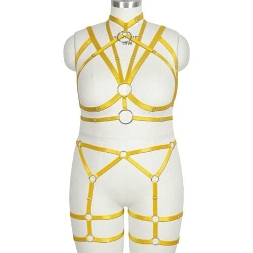 Garters Bondage Full Body Harness Belt Plus Size Fetish Sexy Busty Ladies Cage Bra Goth Exotic Costumes Womens Erotic Lingerie