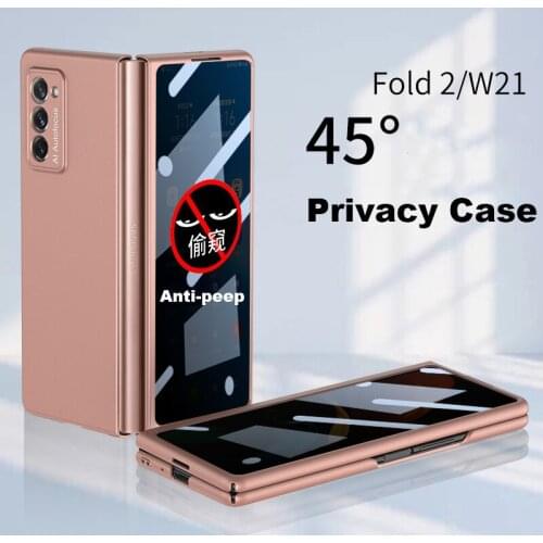 Luxury Privacy Case for Samsung Galaxy Fold 2 W21 Case Ultra-thin PC Cover For Galaxy Z Fold2 5G Anti-peep Screen Protector Film