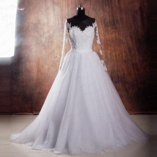 RSW1041 Detachable Long Sleeve Wedding Dresses Removable Skirt