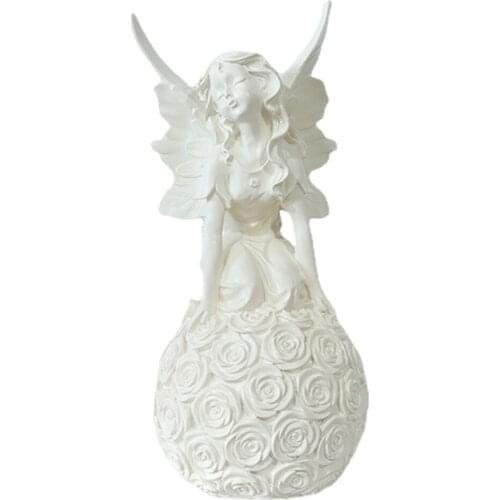 Angel Resin Statue Figurine Fairy Garden Sculpture for Living Room Yard Lawn