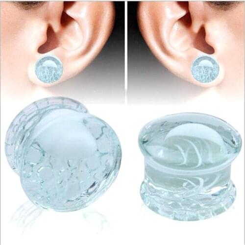 Glass earrings sea jellyfish Earrings popular jewelry Transparent Ear Piercing Plugs Tunnels Simple Styles Jewelry For Unisex