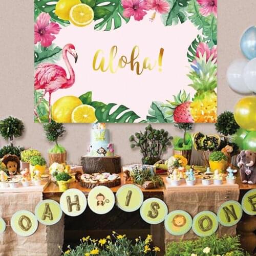 Summer Tropical Hawaii Flamingo Backdrop ALOHA Happy Birthday Party Decoration Kids Baby Shower Tropical Hawaiian Party Supplies