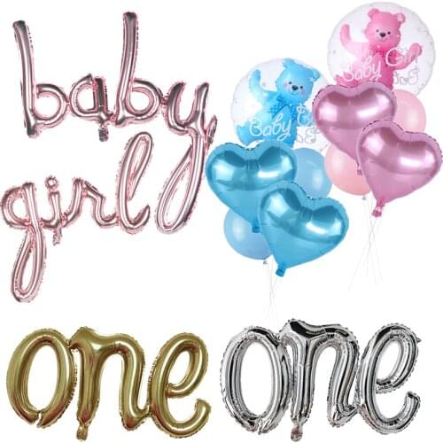 16inch Rose gold Baby Girl Blue Baby Boy Foil Balloons Air Balloon Baby Shower One Party Balloons Decorations Babyshower Globos