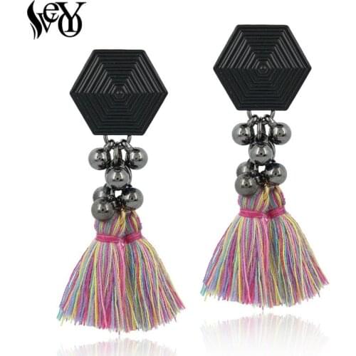 VEYO Bead Long Tassel Earrings For Women Zinc Alloy Earrings Eethnic Pendientes Brincos Fashion Jewelry