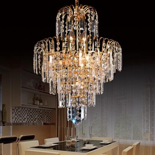 Golden Crystal Lamp Restaurant Chandelier European Crystal Chandeliers Lighting High-end Hotel Hall Lamp Bedroom Study led Light