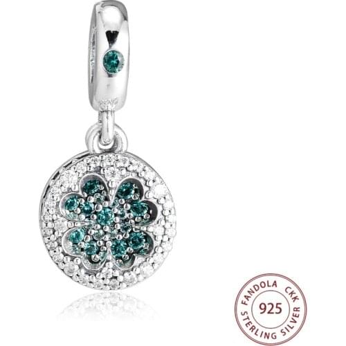 100% 925 Sterling Silver Dazzling Lucky Four-Leaf Clover Beads Fit Pandora Charms Bracelet Women DIY Jewelry Making Berloques