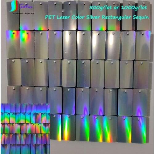 1000g Outdoor PET Material Laser Color Silver Rectangular Sequin Party Wedding Stage Background Billboard Wall Decoration Sequin
