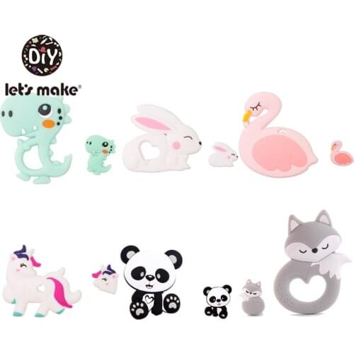 LetS Make 2Pc Silicone Teether Baby Toddler Toys Diy Stroller Accessories For Pacifier Chain Food Grade Teething Baby Teether