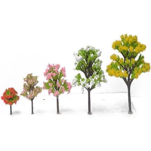 20pcs/lot 4cm Architecture Plastic Model Color Tree For Ho Train Layout Design