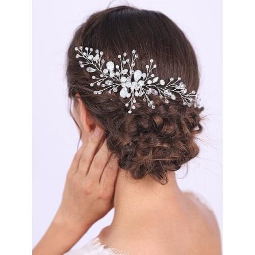 White Classic Rhinestones and Shiny Crystal Headwear Wedding Bridal Hair Accessories Pure Quietly Elegant for women