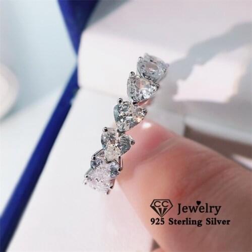 CC Heart Diamant S925 Silver Rings For Women White CZ Stone Anel Engagement Wedding Fine Jewelry Gift Drop Shipping CC3145