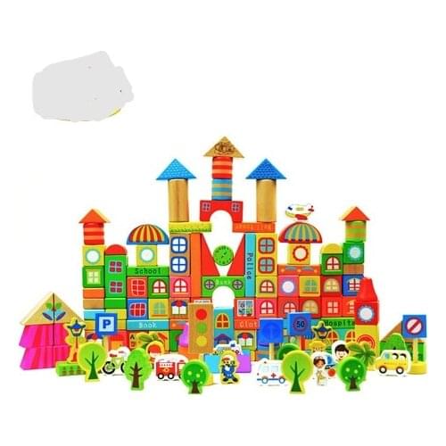 Baby Toys Building & Construction Toys Stacking Blocks 190PCS City traffic building blocks montessori toys wooden toys baby toy