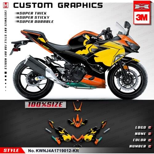 KUNGFU GRAPHICS Sport Bike Stickers Vehicle Vinyl Decals for Ninja 400 ABS 2017 2018 2019 2020 2021, Customizable