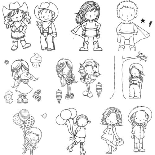 Cute Girl Cool Boy Cowboy Metal Cutting Dies Clear Stamps Transparent Silicone Seal for DIY Scrapbooking Photo Album Decorate