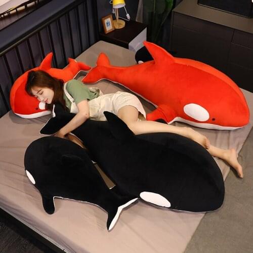 Cute creative plush killer whale plush doll kawaii red black plush pillow home office decoration holiday gift