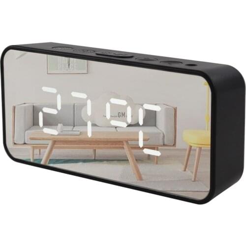 Multifunctional LED Mirror Alarm Clock Wireless Charging Table Clock Digital Alarm Clock Temperature Clock Digital Thermometer