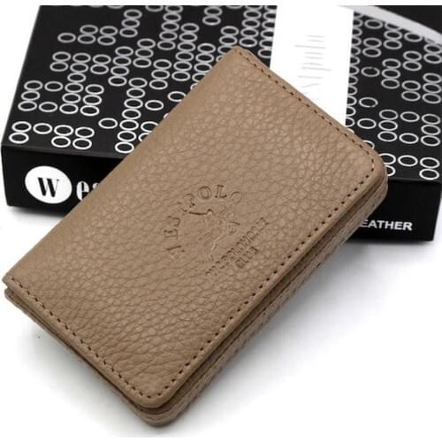 Mens Magnet Clamshell Leather Badge Holder