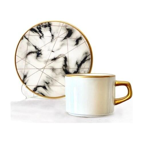 Asaf Tea Cup Set 12 Pieces White Marble