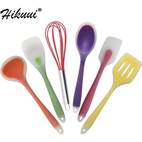 6 Pcs/Set Nylon And Silicone Cooking Utensils Set Kitchen Cooking Tools Set Heat Resistant Baking Tools Colorful 6 Style