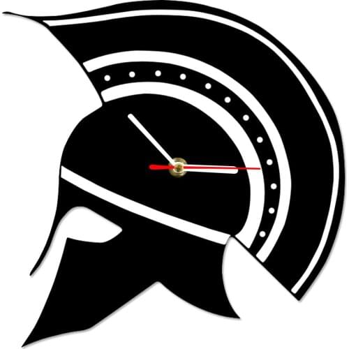 Sparta Greek Helmet Silhouette Greece Wall Clock Maximus Gladiator Warrior Helmet Decorative Wall Watch Ancient Greek Home Decor