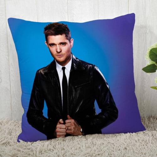 Custom Pillow Cases Michael Buble Square Pillowcase Christmas Zippered Pillow Cover 40*40cm,45*45cm(One Side)