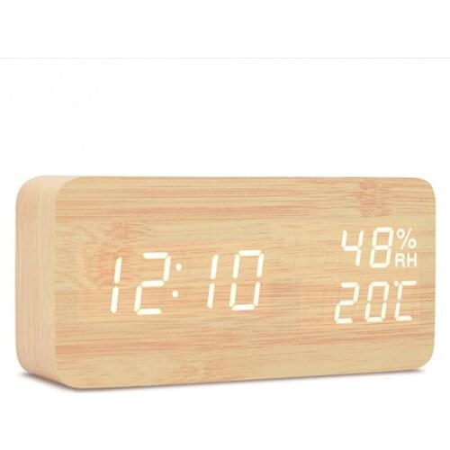 NEW Bedroom Alarm Clock Home Bedside Desktop Wood Alarm Clock Living Room Multifunction Electronic LED Display Desk Alarm Clock