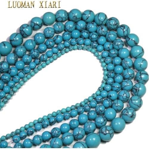Wholesale Light Blue Synthesis Turquoises Stone Beads For Jewelry Making DIY Bracelet Necklace Handmade Material 4/6/8/10/12 mm