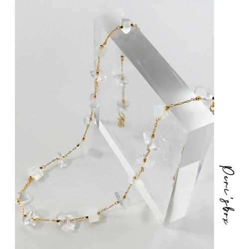 PerisBox Geometric White Beads Choker Necklace For Women Irregular Transparent Acrylic Beaded Necklaces Summer Jewelry