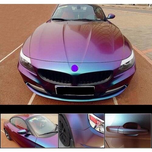 30*152CM Chameleon Vinyl Wrap Matte Metallic Vehicle Film Purple to Blue Stretchable Air Release DIY Decals