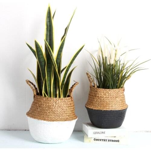 22*20cm Hand-woven Seagrass Storage Baskets Multi-styles Flower Pot Laundry Organizer Wicker Hanging Toy Container Home Decor