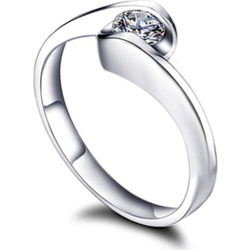 Send Box S Fashion Silver colorRing Classic One Carat Ring Fashion Gift Wedding Ring Engagement Anniversary Love Gift # 117