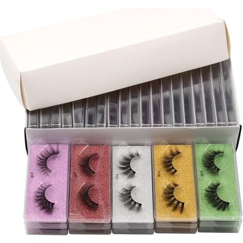 Wholesale 3D imitation mink eyelashes 10/20/30/40/50 pair set color base card mixed natural false eyelashes