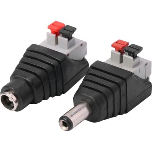Male Female DC Connector 2.1*5.5mm DC Power Jack Adapter Plug Connector For 3528/5050/5730 Single Color LED Strip CCTV Camera